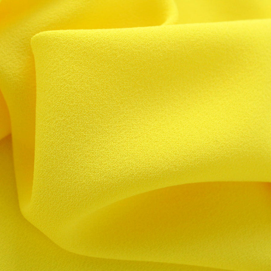 Triple Crepe Summer Lemon Polyester Triple Crepe Bright Yellow Dress Fabric Cu
