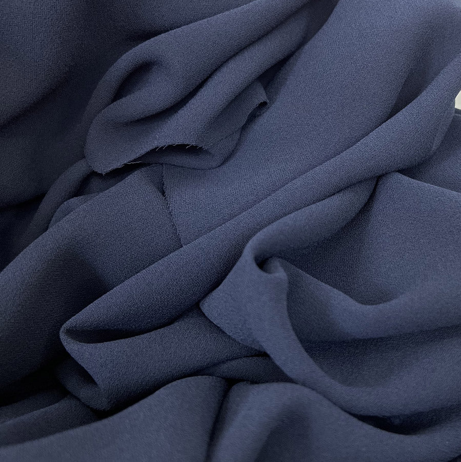 Triple Crepe Dressmaking Fabric Navy