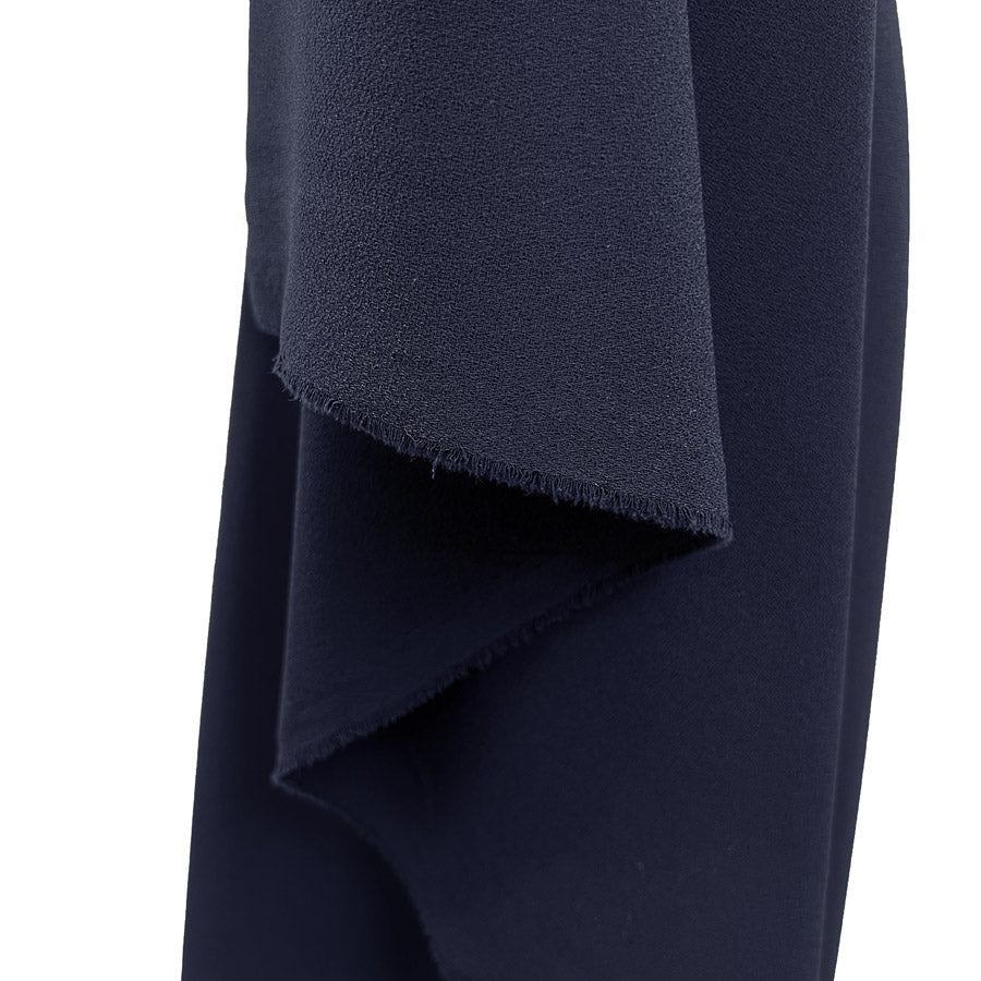 Triple Crepe Dressmaking Fabric Navy Hang