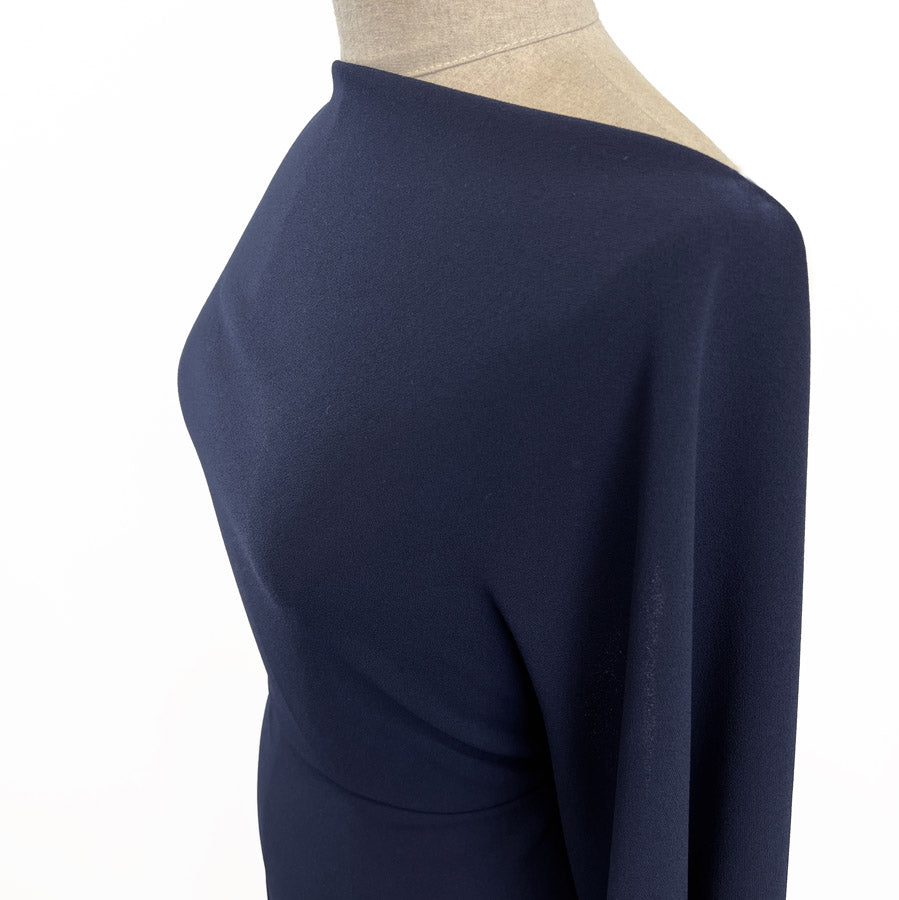 Triple Crepe Dressmaking Fabric Navy Side