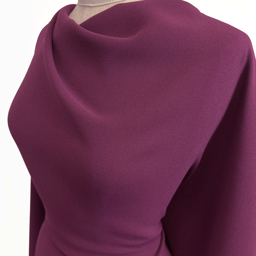 Triple Crepe Dressmaking Fabric Wine Side