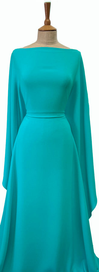 Triple Crepe Turquoise Blue Polyester Dress Fabric Mannequin