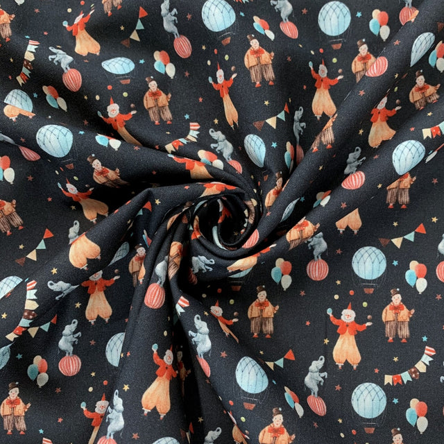 True Craft Circus John Louden Korean Crafting Fabrics Clowns Black Swirl