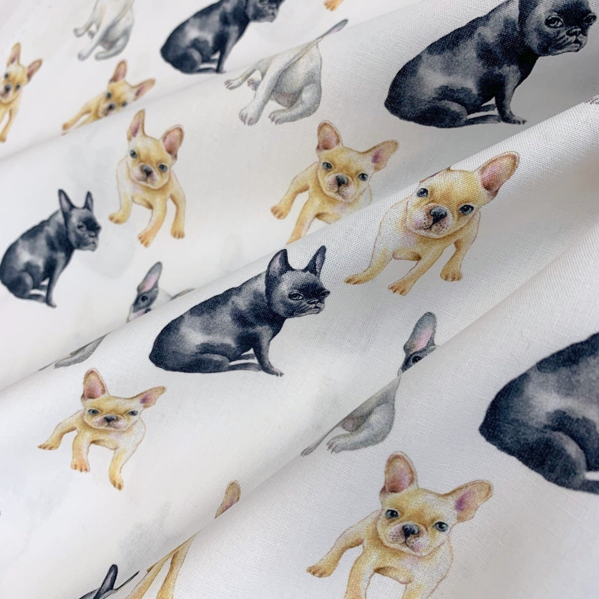 True Craft French Bulldogs John Louden Korean Crafting Fabric White Dogs Fold