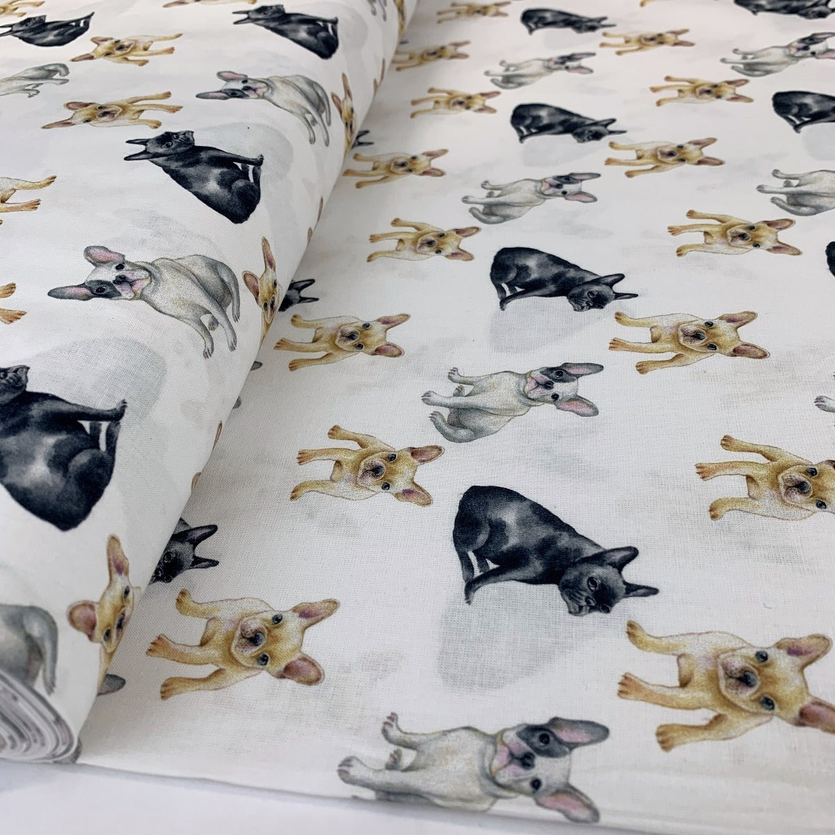 True Craft French Bulldogs John Louden Korean Crafting Fabric White Dogs Roll