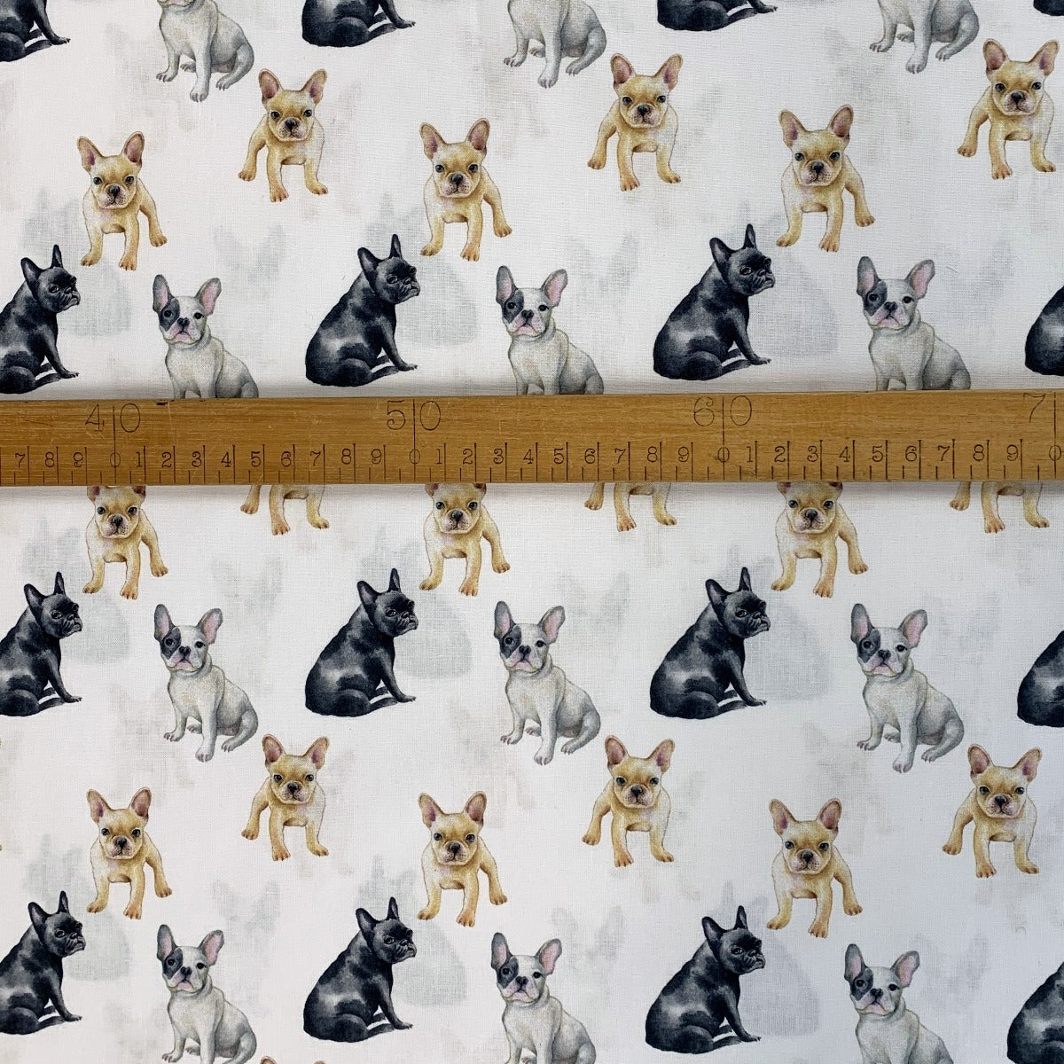 True Craft French Bulldogs John Louden Korean Crafting Fabric White Dogs Scale