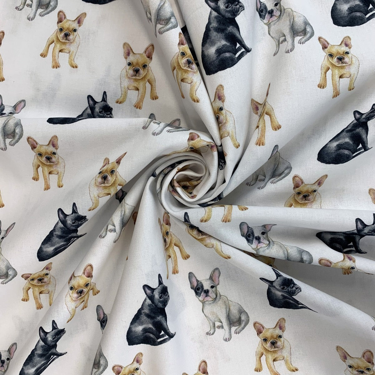 True Craft French Bulldogs John Louden Korean Crafting Fabric White Dogs Swirl