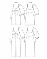 True Bias Lora Dress Sewing Pattern Sketch