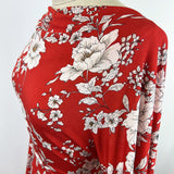 Turn The Night Sky Red Slinky Polyester Elastane Floral Printed Knitted Jersey Fabric Side