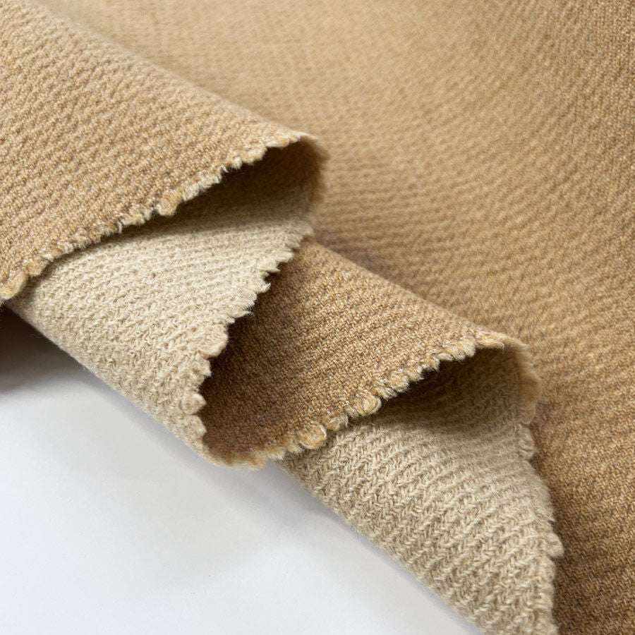Two For One Wool Double Sided Camel Brown Reversible Coating Fabric Fold