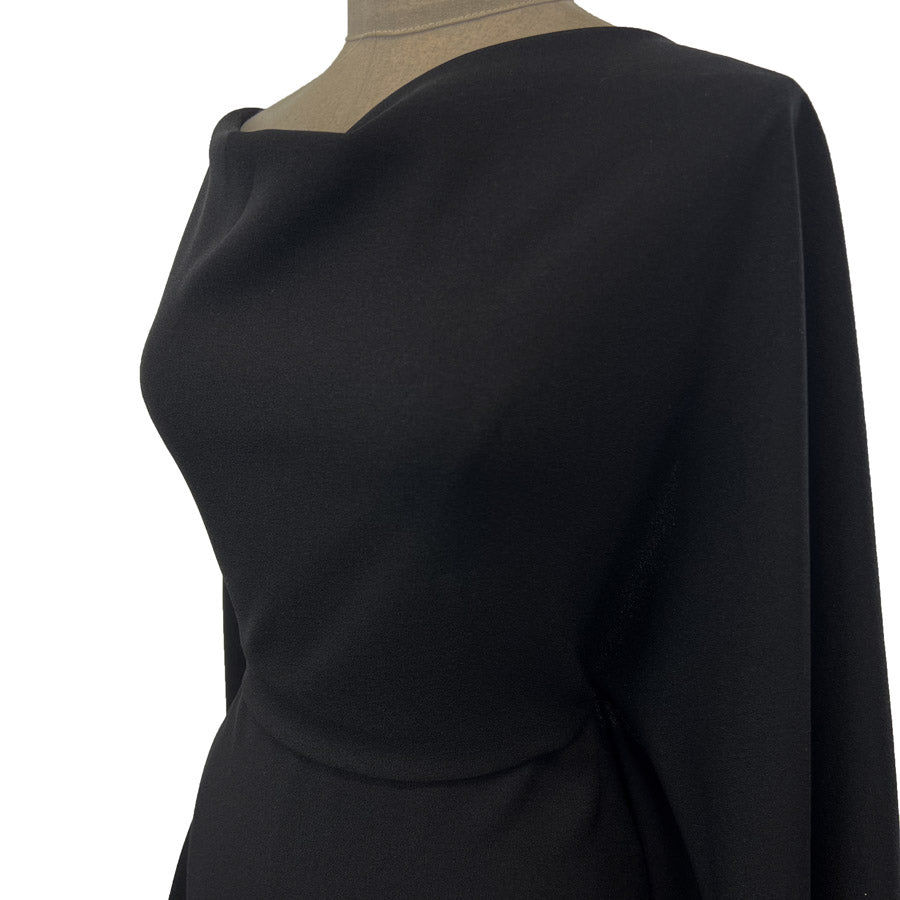 Uniformly Plain Black Crepe Dress Fabric Side