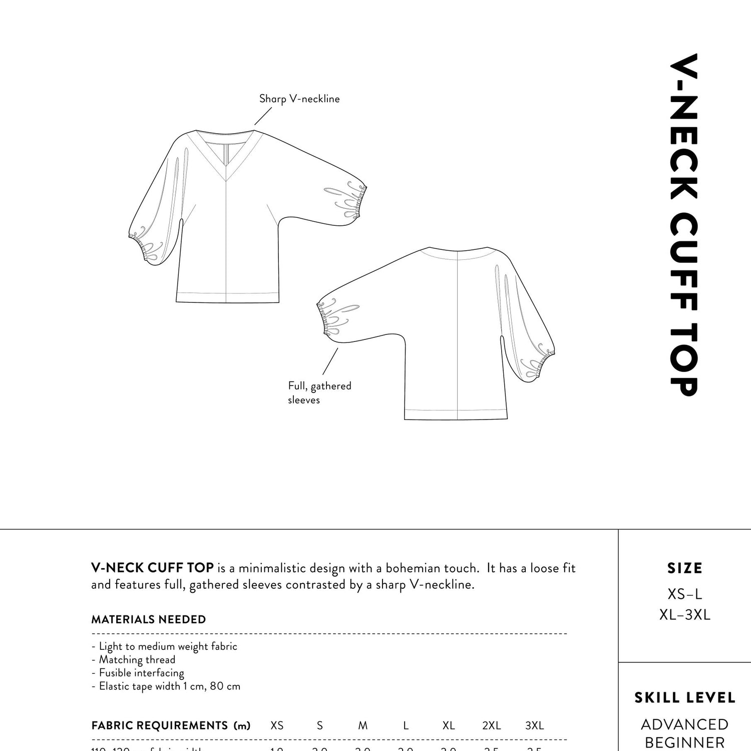 V Neck Cuff Top Pattern The Assembly Line Backcover