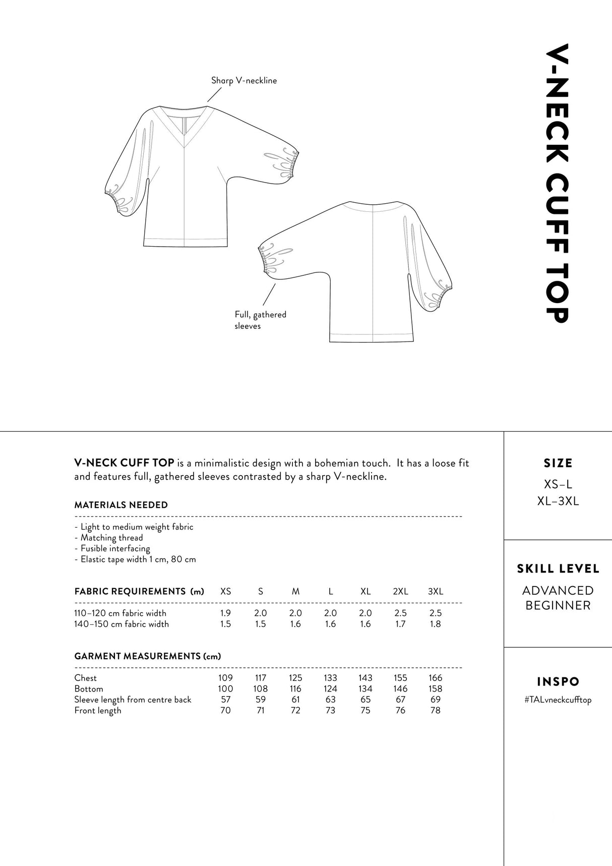 V Neck Cuff Top Pattern The Assembly Line Backcover