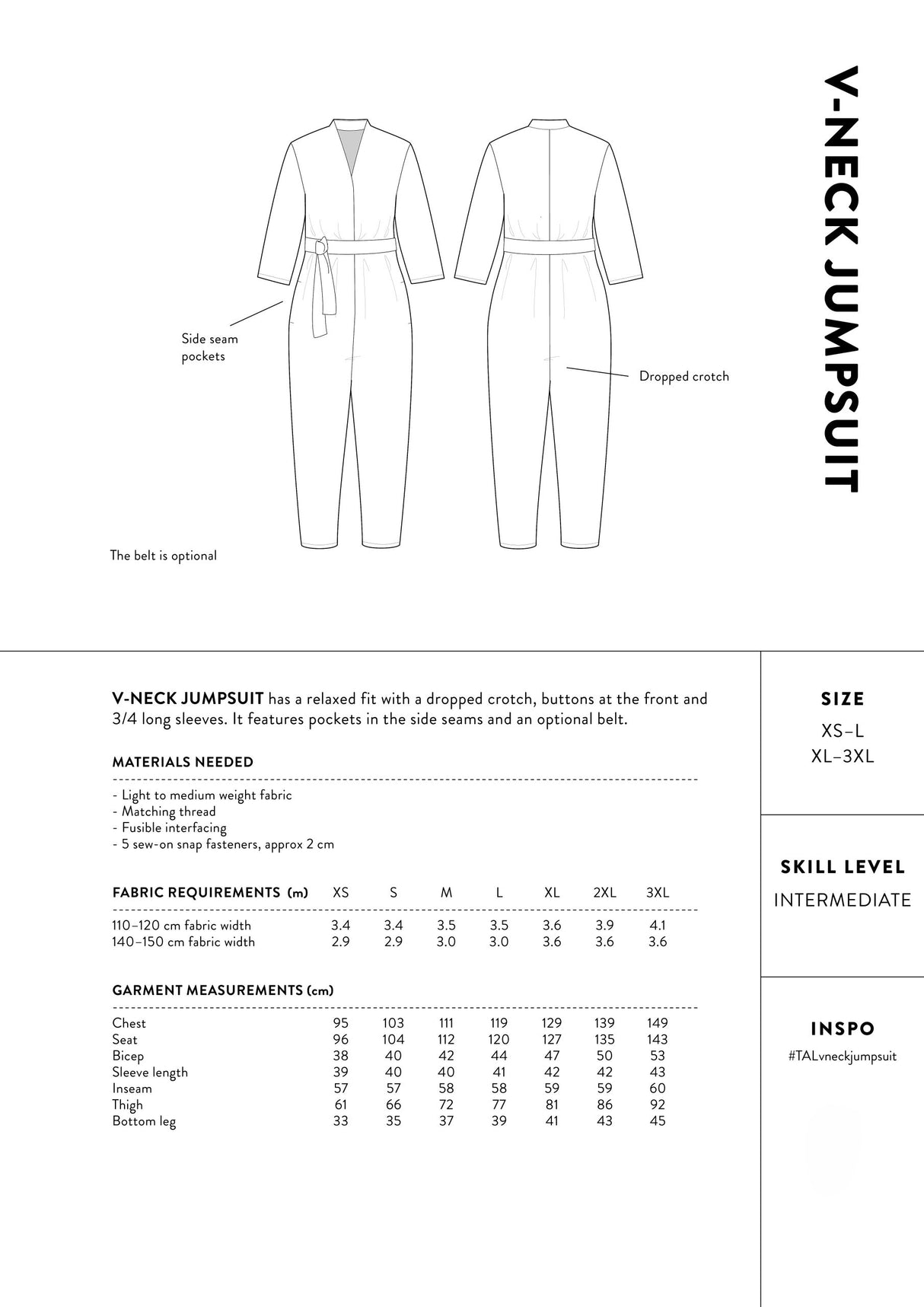 V Neck Jumpsuit Pattern The Assembly Line Back