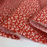Value Poplin Floral Sketch Red Value Cotton Poplin Print Red Small White Flowers Fold