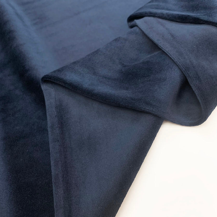 Velour Cotton Poly Fabric Serena Midnight Fold