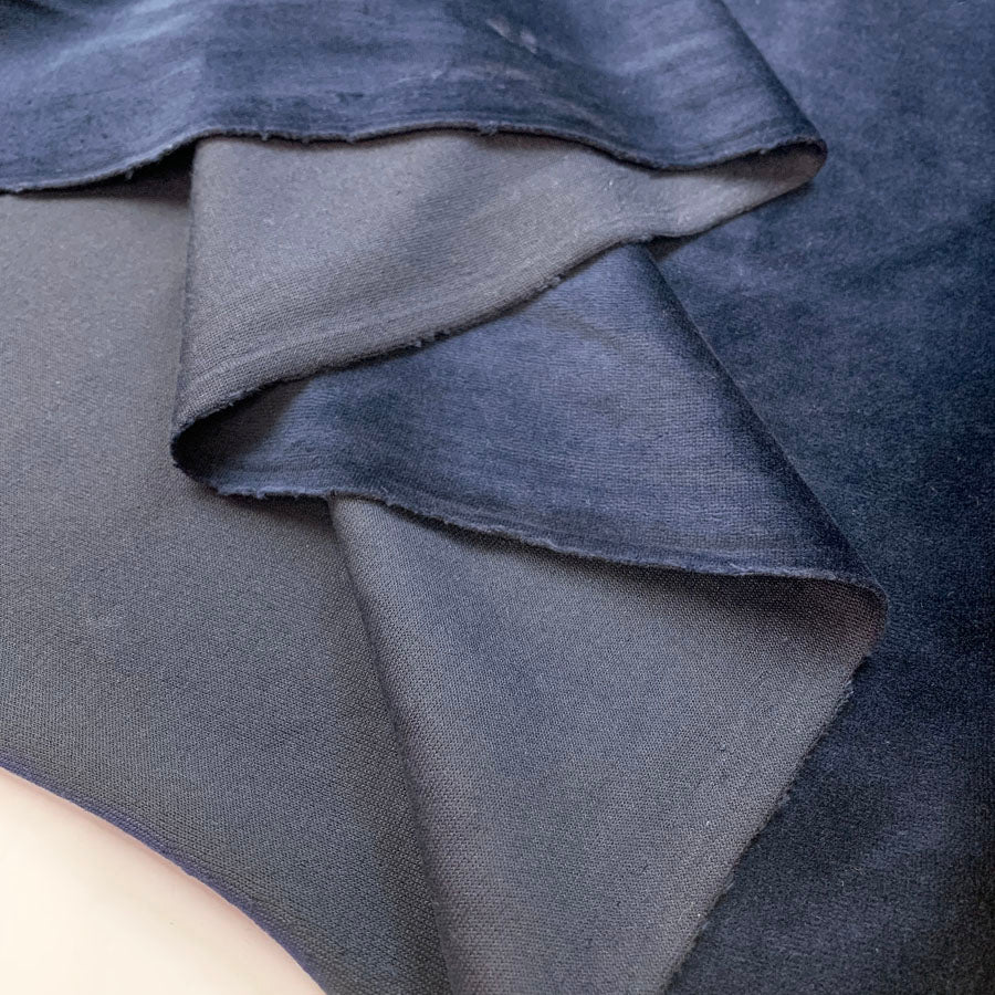 Velour Cotton Poly Fabric Serena Midnight Reverse Fold