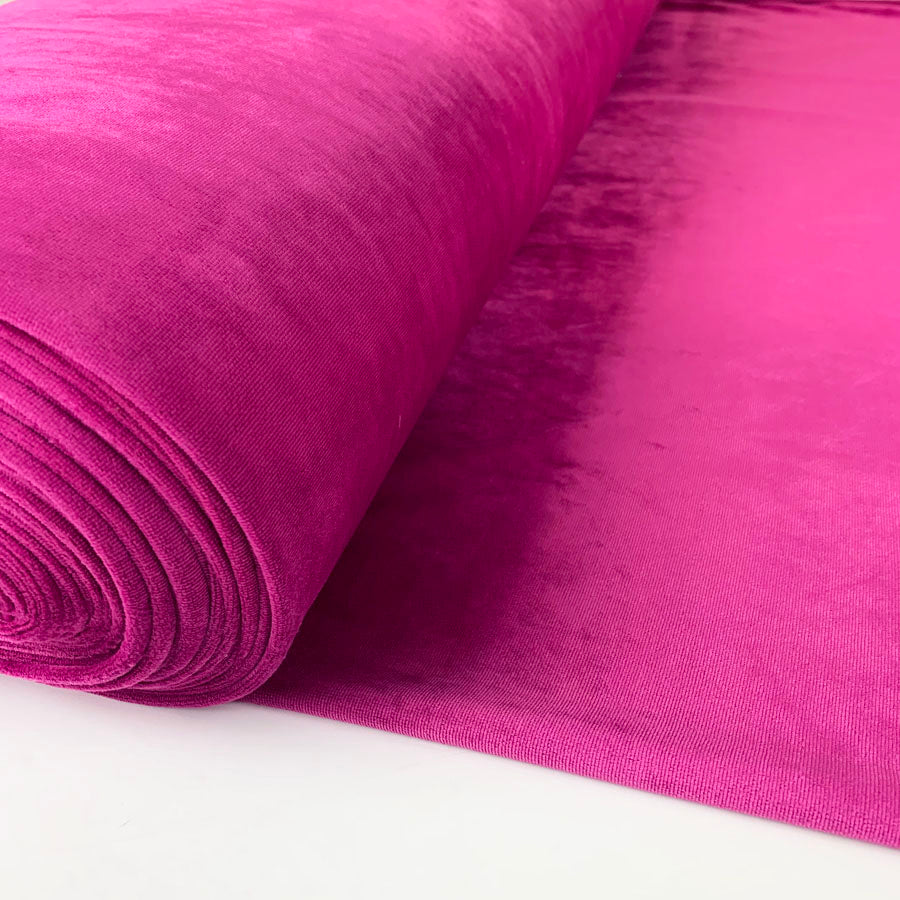 Velour Poly Cotton Fabric Venus Cerise Bolt