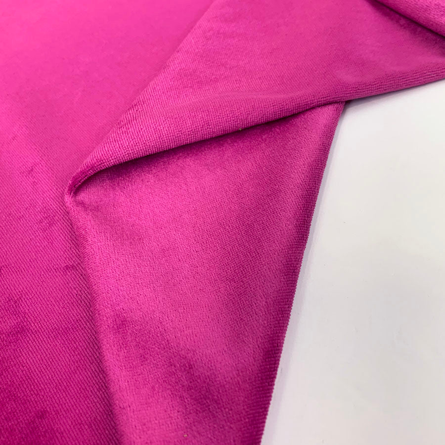 Velour Poly Cotton Fabric Venus Cerise Folds