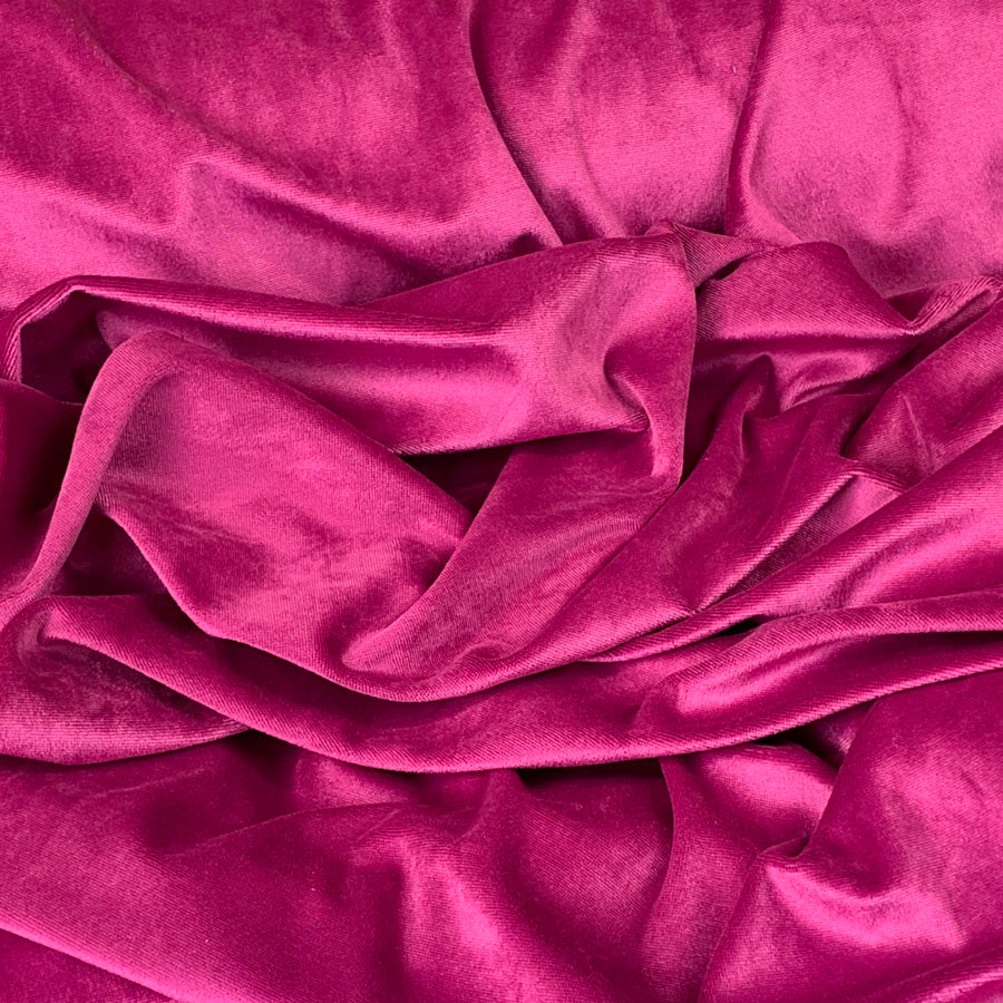 Velour Poly Cotton Fabric Venus Cerise Ripple