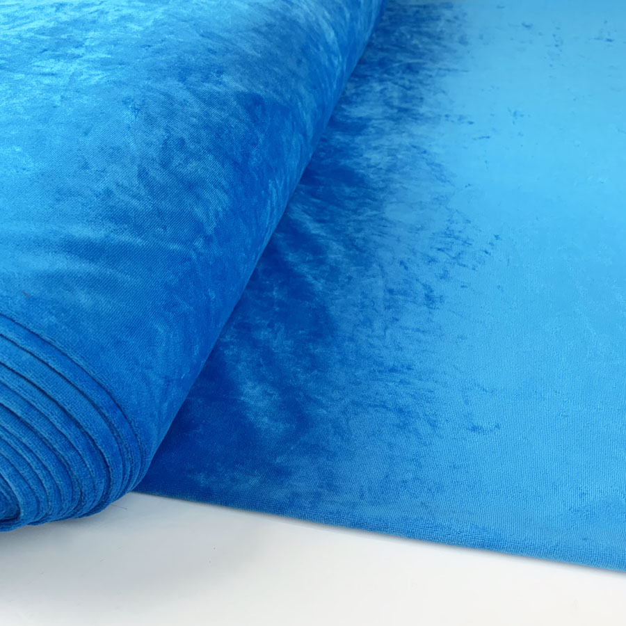 Velour Poly Cotton Fabric Venus Cerulean Bolt