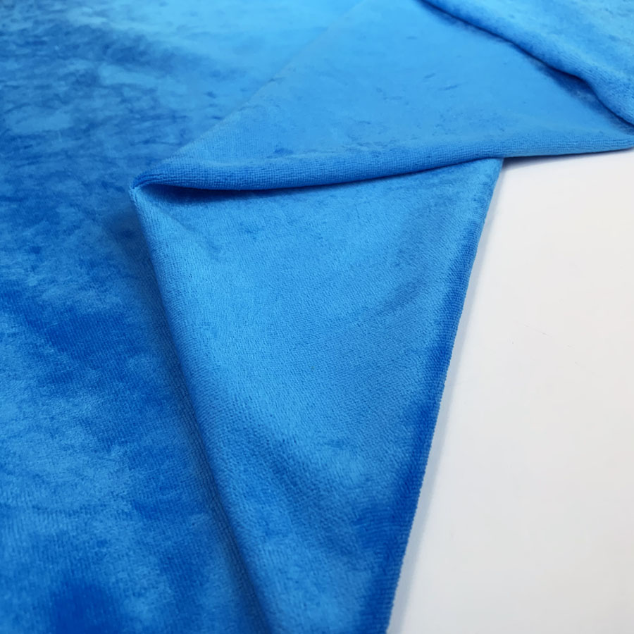 Velour Poly Cotton Fabric Venus Cerulean Folds