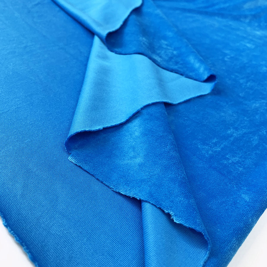 Velour Poly Cotton Fabric Venus Cerulean R Folds