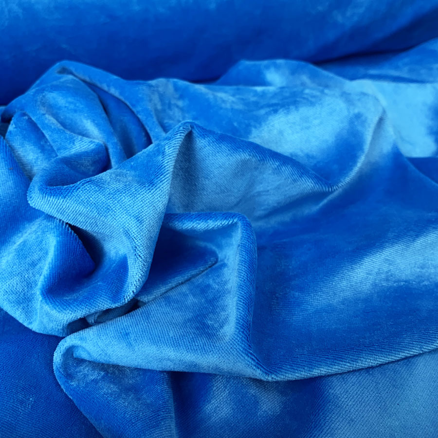 Velour Poly Cotton Fabric Venus Cerulean Ripples