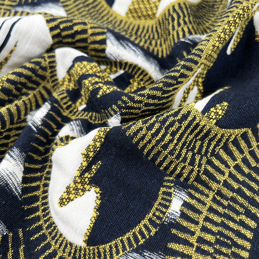 Verzache Cotton Polyester Acrylic Viscose Jacquard Brocade Black Gold White Abstract Circle Woven Dress Fabric