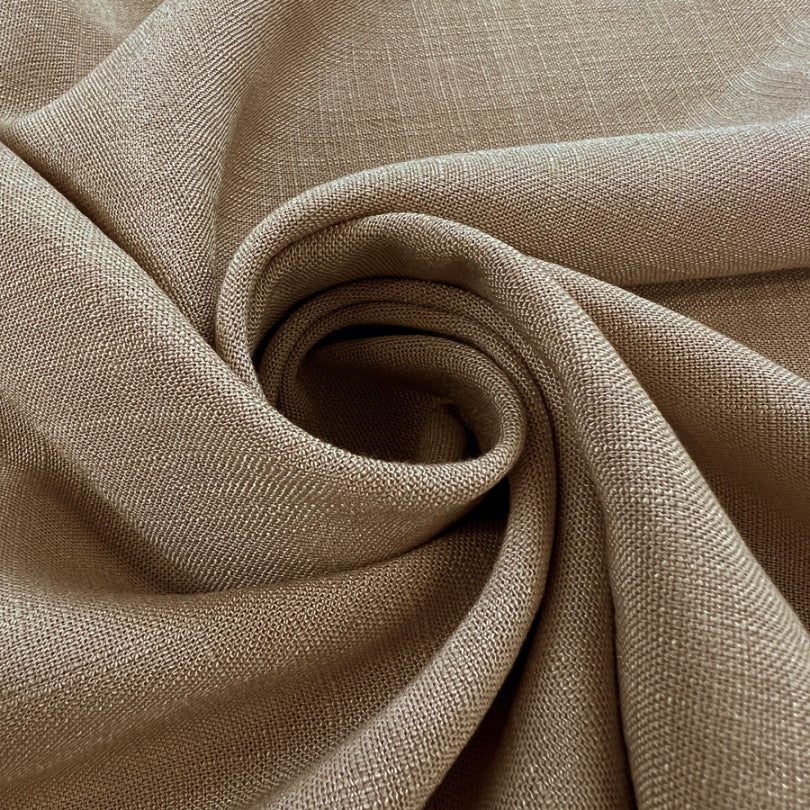 Victor taupe linen look slub viscose dress fabric twist