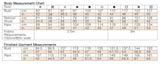 Vienne Dress Size Chart Quants