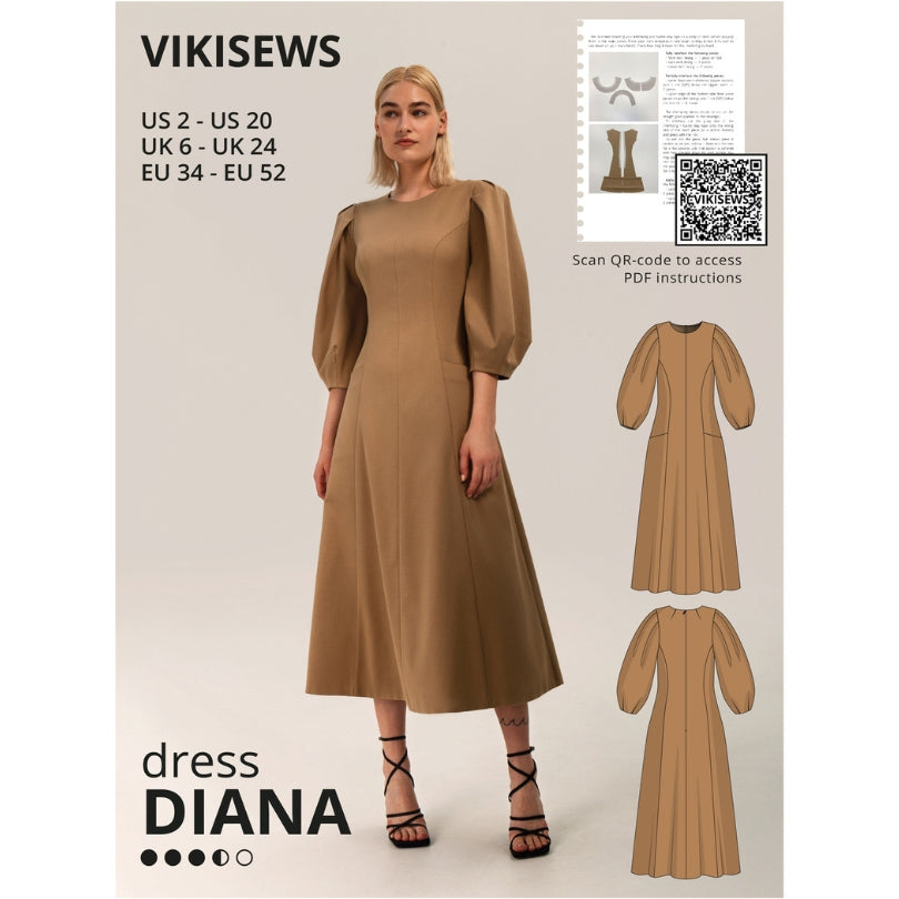 Vikisews diana dress pattern cover