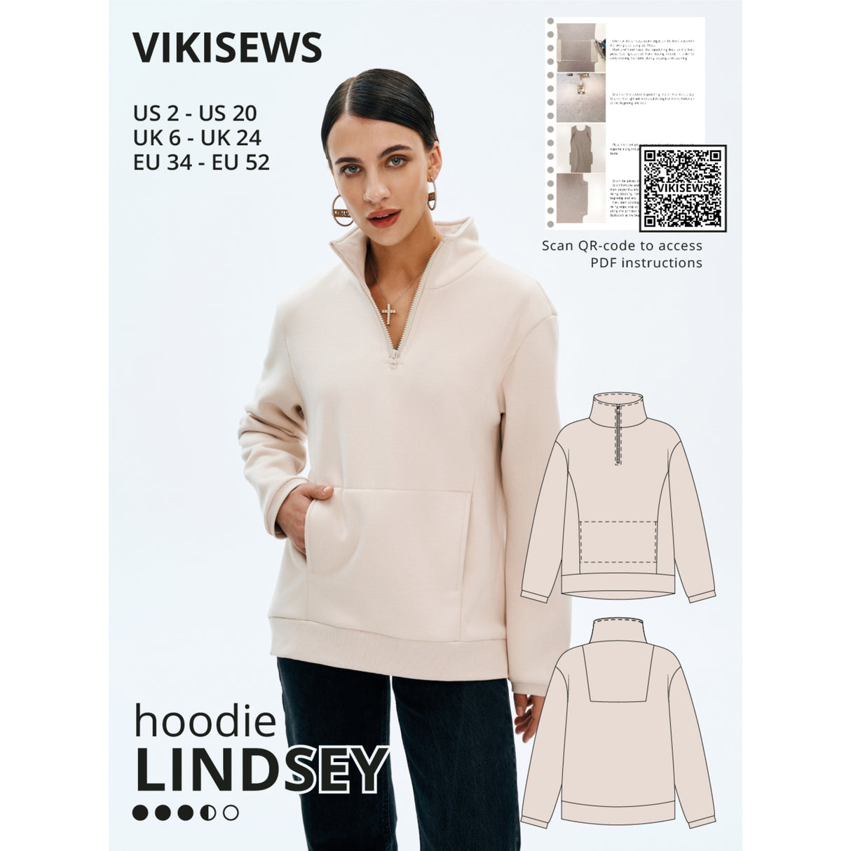 Vikisews lindsey hoodie pattern cover