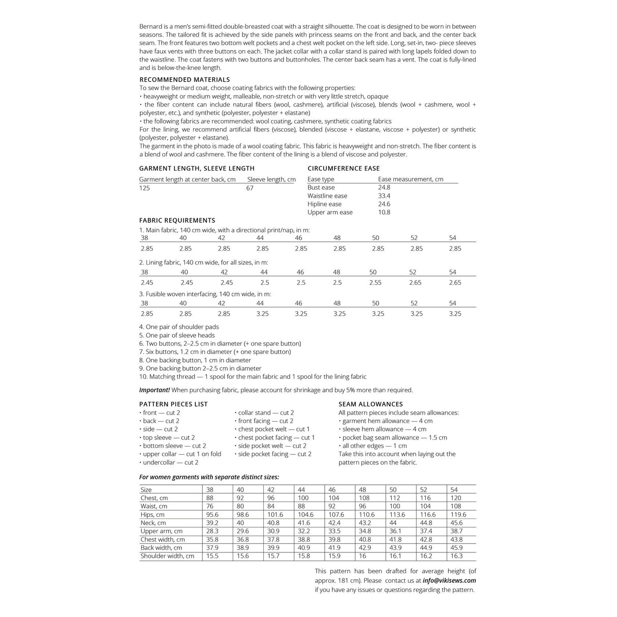Vikisews Men S Bernard Coat Pattern Sizeguide1