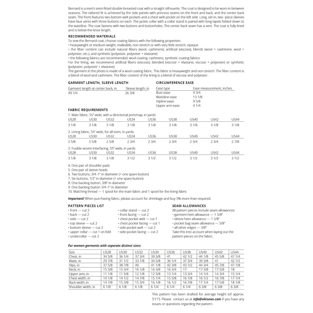 Vikisews Men S Bernard Coat Pattern Sizeguide2