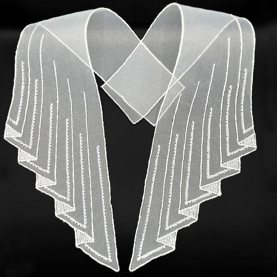 Vintage Embroidered Organza Collar Lady Rosamund White Full