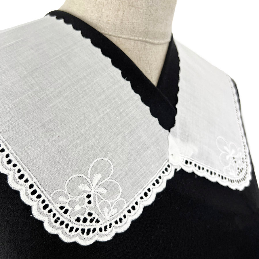 Vintage Floral Embroidered Cotton Collar Victoria White Side