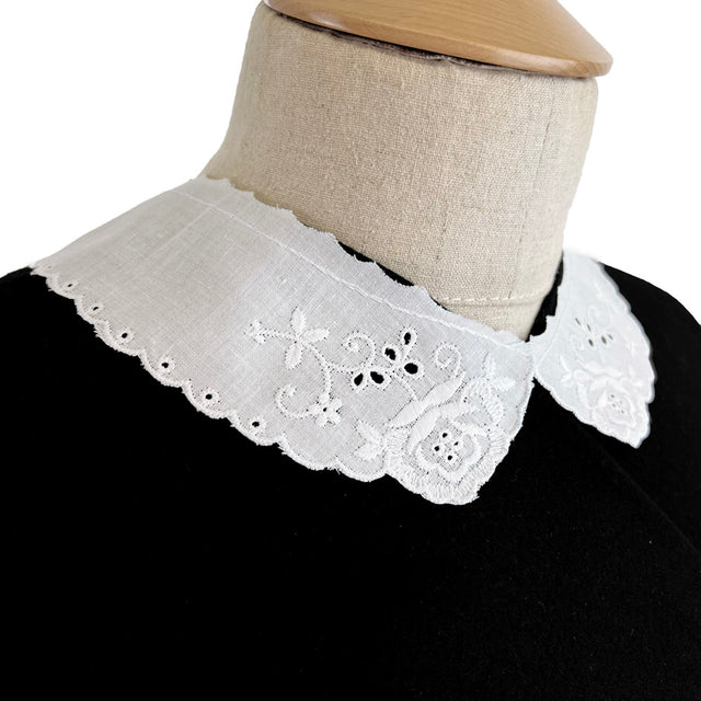 Vintage Rose Floral Embroidered Cotton Collar Holly Side