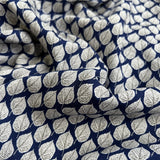 Viscose Challis Aspen Navy Blue White Leaf Print Lightweight Dress Fabric