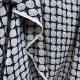 Viscose Challis Aspen Navy Blue White Leaf Print Lightweight Dress Fabric Fold