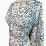 Viscose Challis Billy Delph Blue White Floral Woven Dress Fabric Side