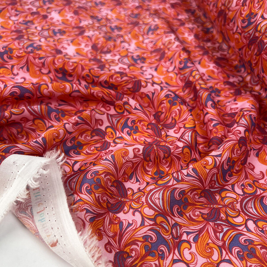 Viscose Challis Kaleido Flow Pink Abstract Pattern Dress Fabric