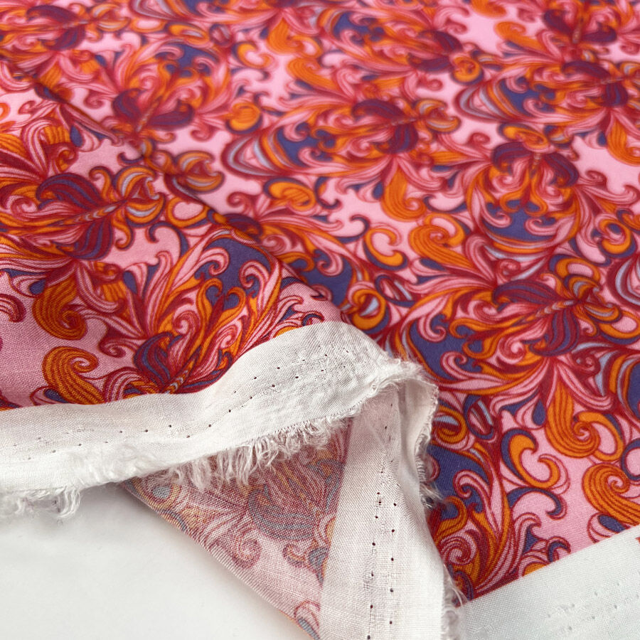 Viscose Challis Kaleido Flow Pink Abstract Pattern Dress Fabric Fold
