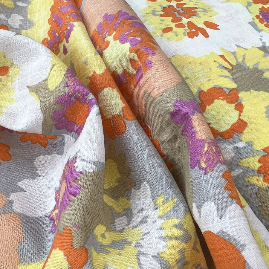 Viscose Cotton Blend Dress Floral Fabric Fortnum Grey Close Up