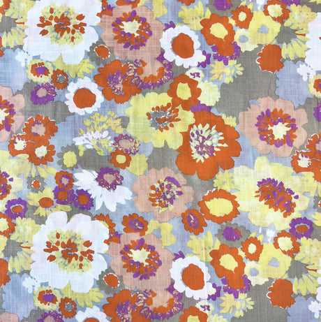 Viscose Cotton Blend Dress Floral Fabric Fortnum Grey Full
