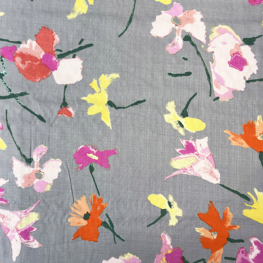 Viscose Cotton Blend Dress Floral Fabric Mason Grey Full