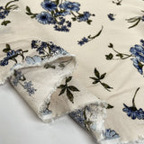 Viscose Crepe Delft Floral Blue Sand Lightweight Dress Fabric Fold