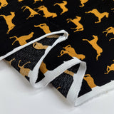 Viscose Crepe Golden Gallop Black Gold Horse Print Italian Deadstock Dress Fabric Fold