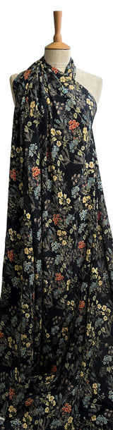 Viscose Crepe Mary Black Floral Lightweight Summer Dress Fabric Mannequin