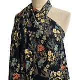 Viscose Crepe Mary Black Floral Lightweight Summer Dress Fabric Side